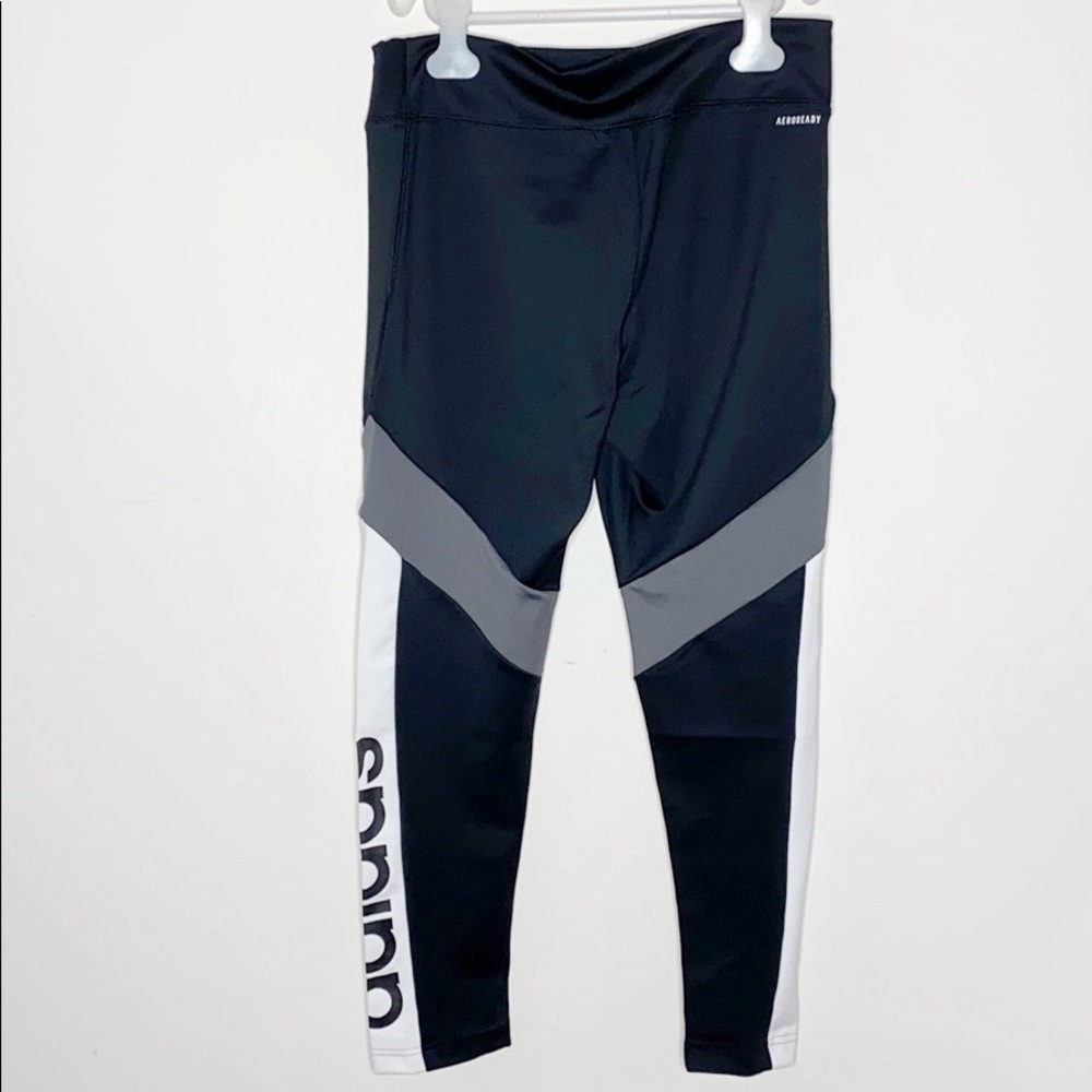 Adidas black grey white colorblock tights leggings - Picture 3 of 7